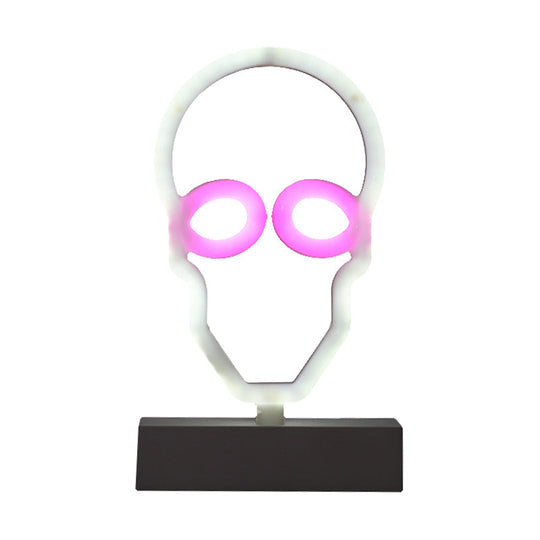 Modern Led Geometrical Nightstand Lamp - White Plastic Bedside Light For Bedroom