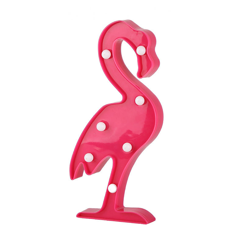 Modern Flamingo Night Lamp - Pink Plastic Finish Battery Led Wall Light