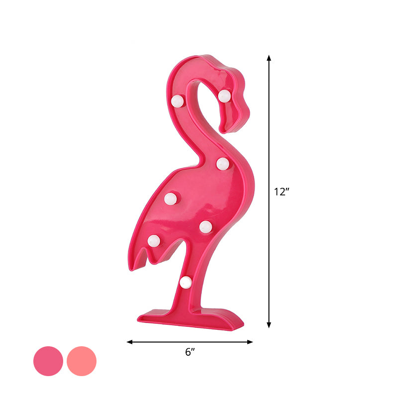 Modern Flamingo Night Lamp - Pink Plastic Finish Battery Led Wall Light