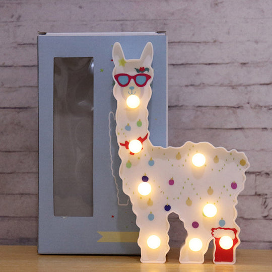 Alpaca Led Wall Night Lamp For Girls Room - Battery Operated And Contemporary Design