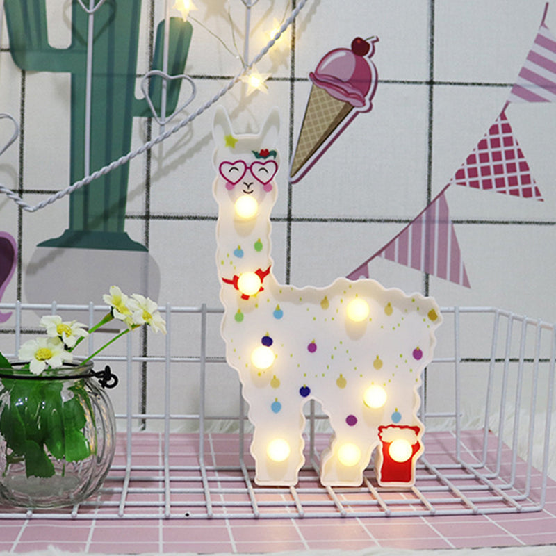 Alpaca Led Wall Night Lamp For Girls Room - Battery Operated And Contemporary Design White / A