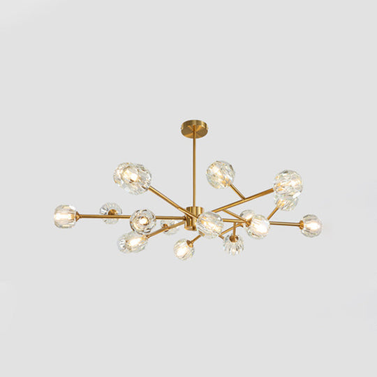 Modern Brass Chandelier With Ball Faceted Crystal Shade - Perfect For Kitchen Ceiling 18 /