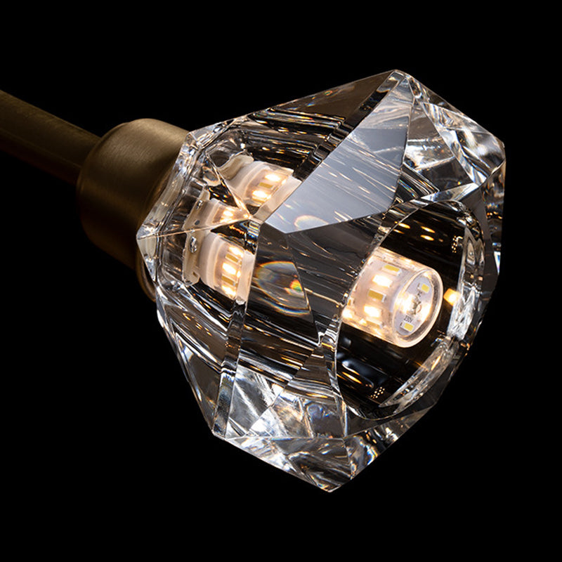 Post-Modern Crystal Flower Ceiling Light: Bedroom Chandelier (Brass 6/12/15 Heads)