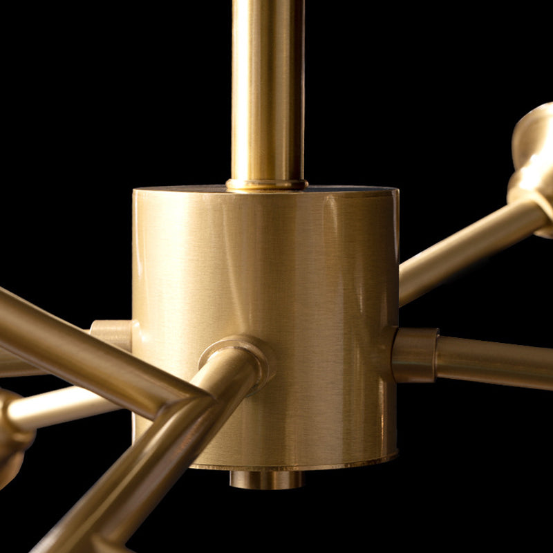 Post-Modern Crystal Flower Ceiling Light: Bedroom Chandelier (Brass 6/12/15 Heads)