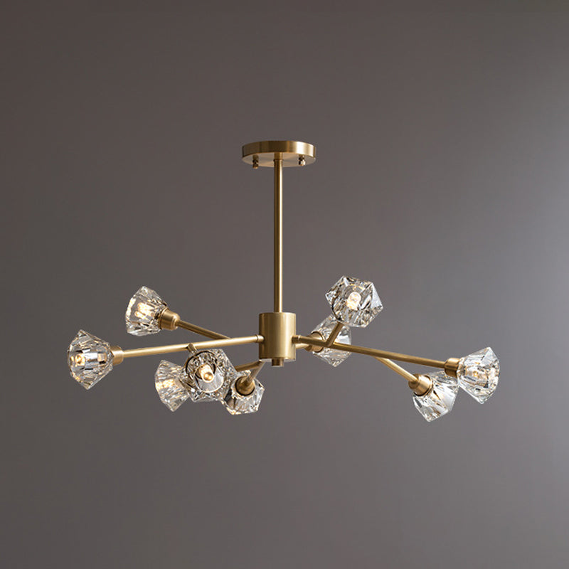 Post-Modern Crystal Flower Ceiling Light: Bedroom Chandelier (Brass 6/12/15 Heads) 9 / Brass
