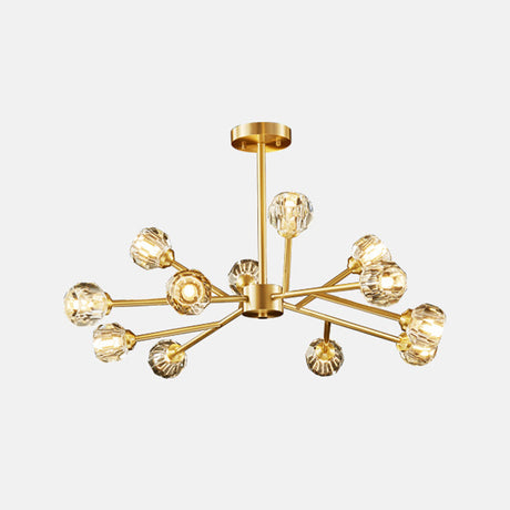 Postmodern Crystal Ball Chandelier With Brass Finish And Multiple Light Options 12 /