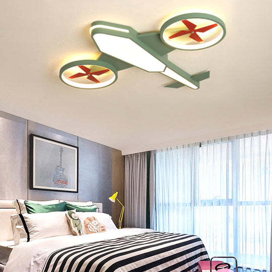 Cartoon Propeller Plane Led Ceiling Lamp - Acrylic Theme Park Shop Flush Light