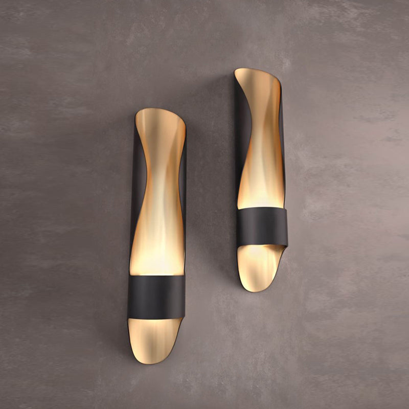 Contemporary Black Led Metal Wall Sconce With Twisted Tube Design