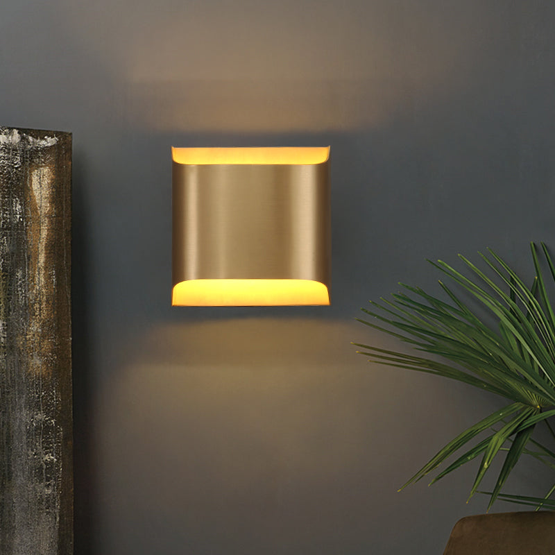 Gold Metal Led Wall Light With Modern Cut Geometry Ideal For Bedside Ambiance