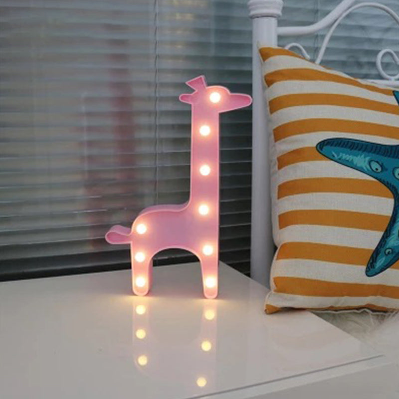 Cartoon Giraffe Led Nightlight For Bedside - Plastic Wall-Mounted Nightstand Lamp Pink