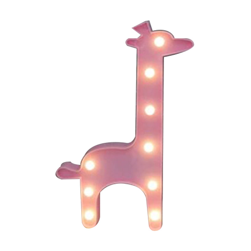Cartoon Giraffe Led Nightlight For Bedside - Plastic Wall-Mounted Nightstand Lamp