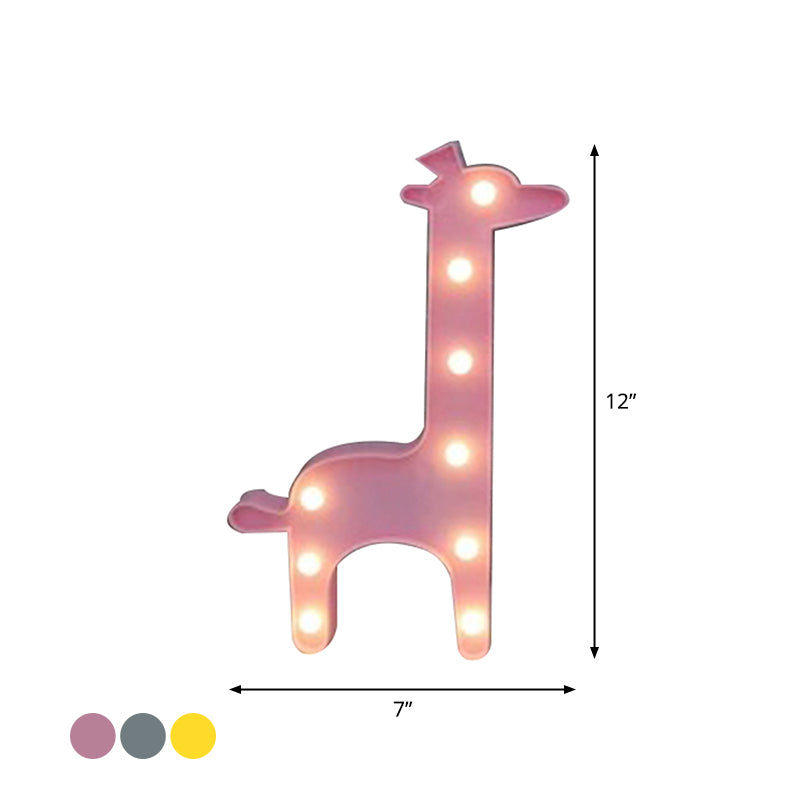 Cartoon Giraffe Led Nightlight For Bedside - Plastic Wall-Mounted Nightstand Lamp