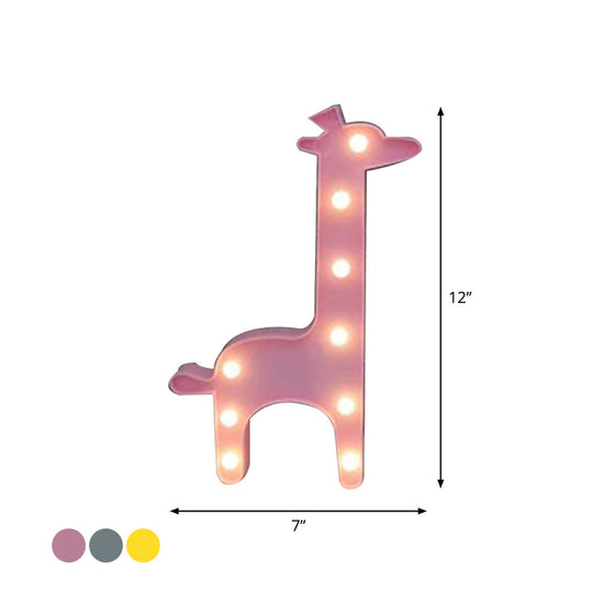 Cartoon Giraffe Led Nightlight For Bedside - Plastic Wall-Mounted Nightstand Lamp
