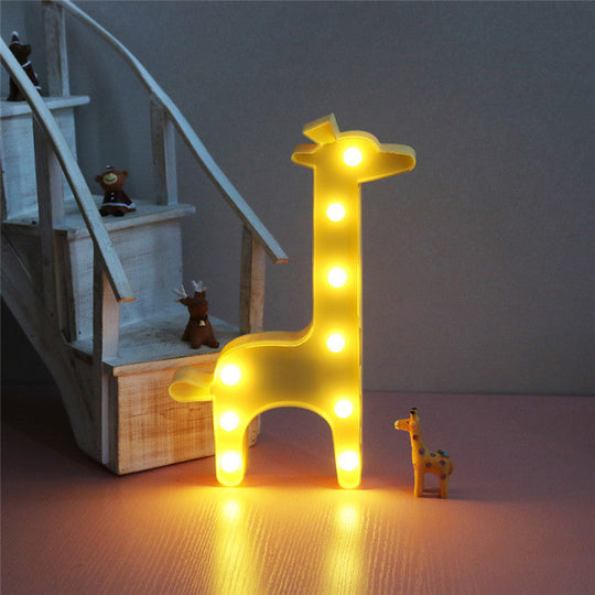 Cartoon Giraffe Led Nightlight For Bedside - Plastic Wall-Mounted Nightstand Lamp Yellow