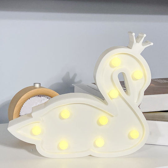 Contemporary Led Swan Wall Night Lamp For Childrens Bedroom White