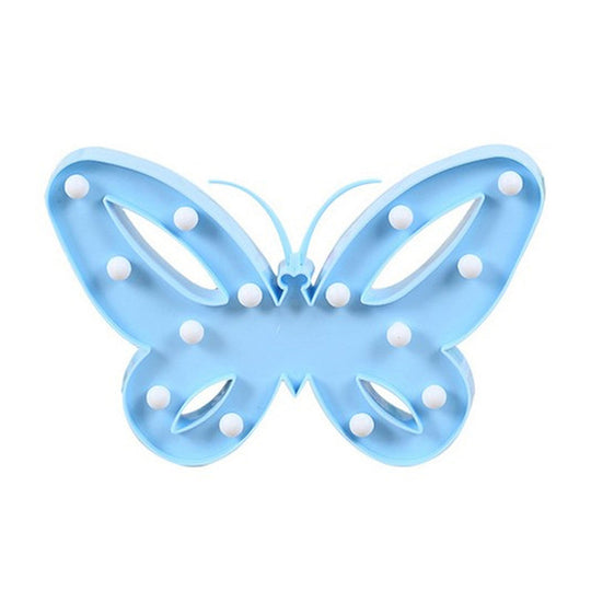 Nordic Butterfly Led Wall Night Lamp - Plastic Nightstand Lighting For Girls Bedroom Blue