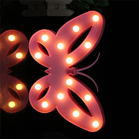 Nordic Butterfly Led Wall Night Lamp - Plastic Nightstand Lighting For Girls Bedroom Pink