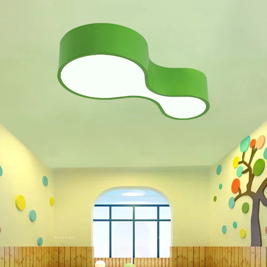 Contemporary Acrylic Led Flush Mount Light For Kindergarten - Red/Yellow/Blue/Green Gourd Shape