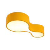 Contemporary Acrylic Led Flush Mount Light For Kindergarten - Red/Yellow/Blue/Green Gourd Shape