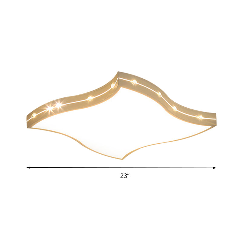 Modern Led Monochromatic Flush Mount Ceiling Light In White For Bedroom