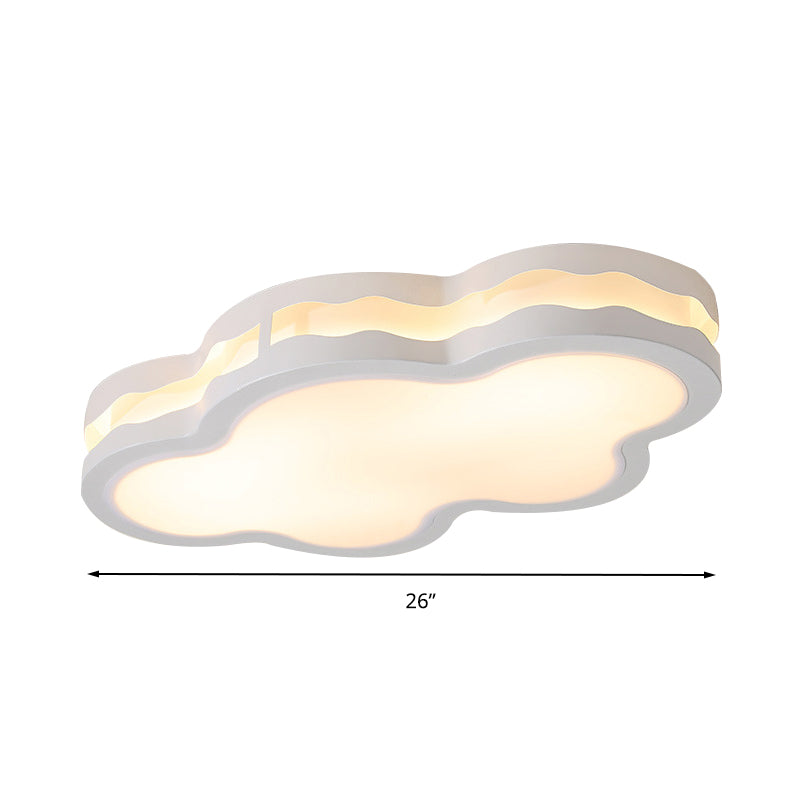 Cartoon Clouds Flush Mount Light - White Acrylic Ceiling Fixture For Childrens Room