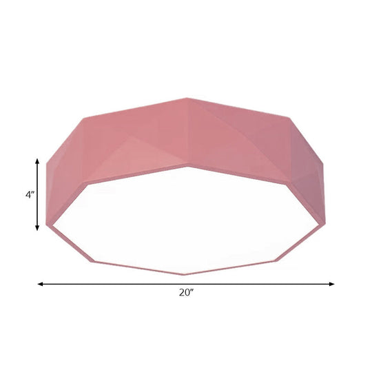 16’/20’ Dia Hexagon Macaron Acrylic Led Flush Mount Light For Girls Bedroom -