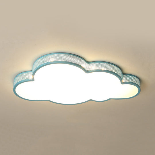 Cloud-Themed Kid Bedroom Acrylic Art Deco Flush Mount Ceiling Light Blue / 21.5 Warm