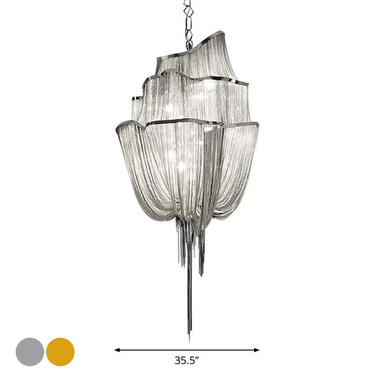 Led Aluminum Flow Chandelier Pendant Light Kit For Contemporary Living Room