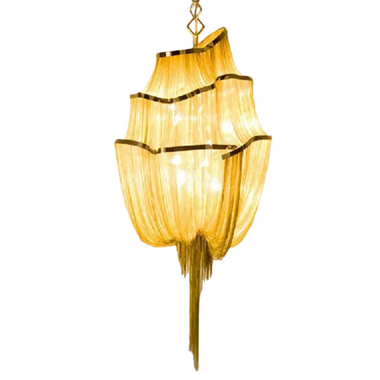 Led Aluminum Flow Chandelier Pendant Light Kit For Contemporary Living Room