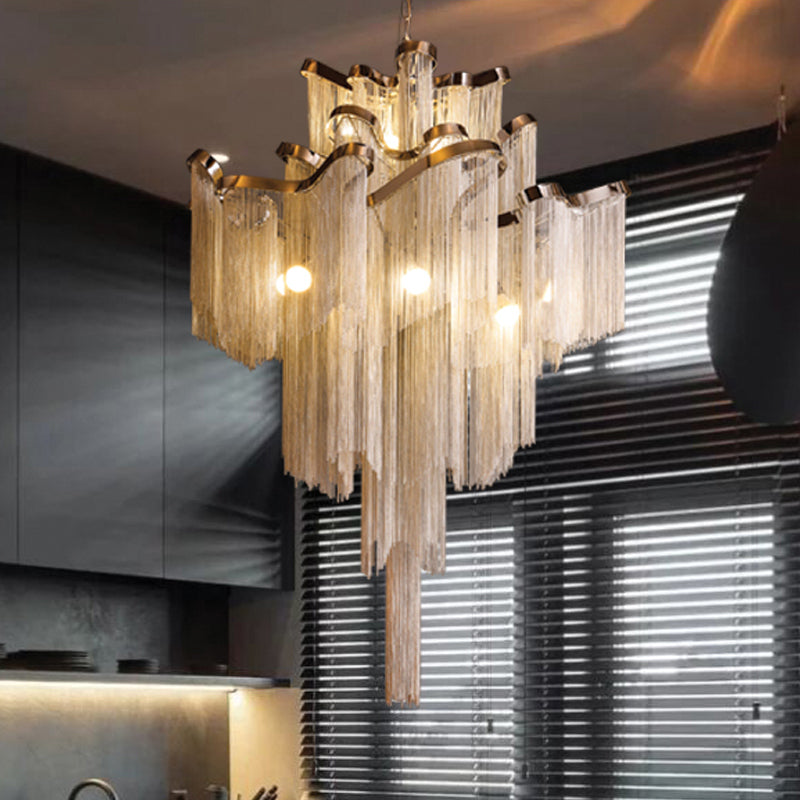Nordic Led Aluminum Ceiling Chandelier For Living Room - Stylish Pendant Light Fixture Gold