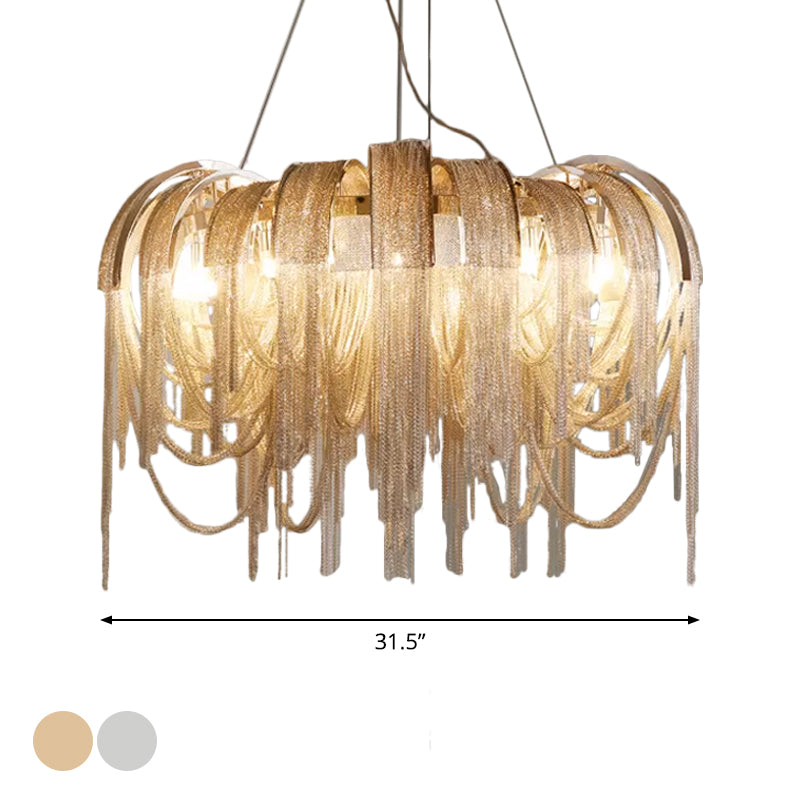 Modern Led Chandelier - Aluminum Chain Suspension Lamp For Dining Room