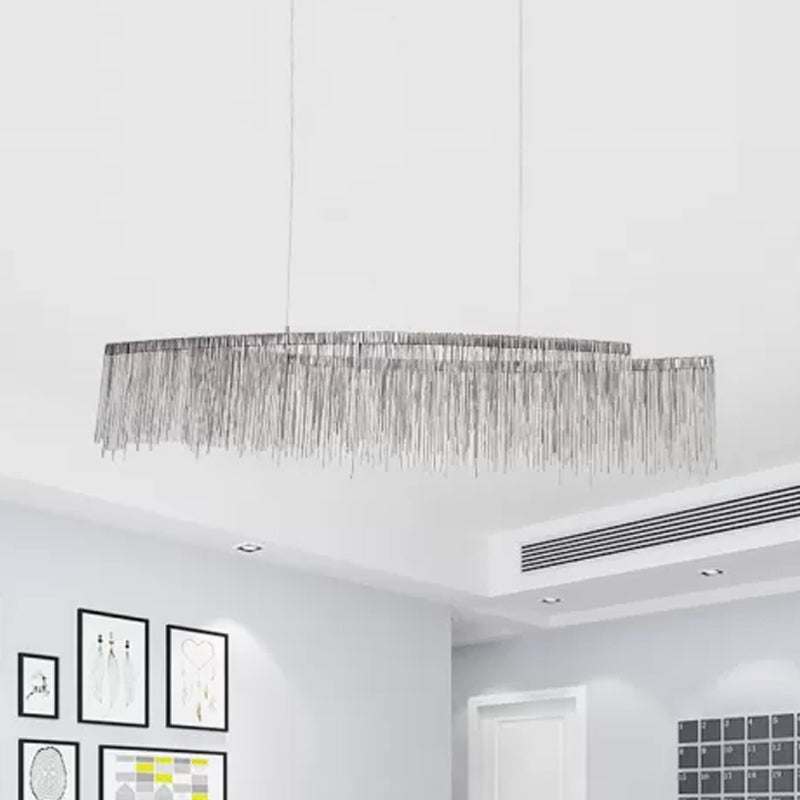 Led Ceiling Chandelier With Aluminum Shade - Modernist Linear Drop Pendant For Living Room