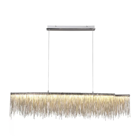 Led Ceiling Chandelier With Aluminum Shade - Modernist Linear Drop Pendant For Living Room