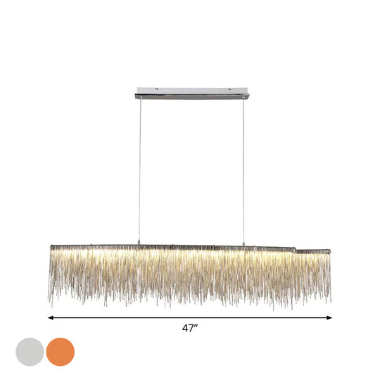 Led Ceiling Chandelier With Aluminum Shade - Modernist Linear Drop Pendant For Living Room