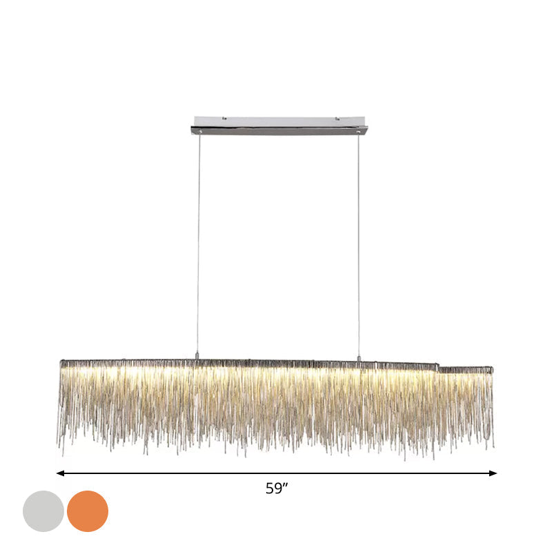 Led Ceiling Chandelier With Aluminum Shade - Modernist Linear Drop Pendant For Living Room