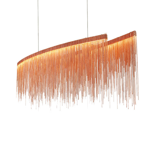 Led Ceiling Chandelier With Aluminum Shade - Modernist Linear Drop Pendant For Living Room