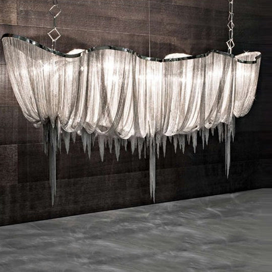 Modern Draped Chains Led Chandelier Light Fixture For Dining Room