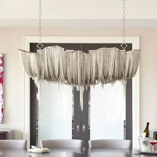 Modern Draped Chains Led Chandelier Light Fixture For Dining Room