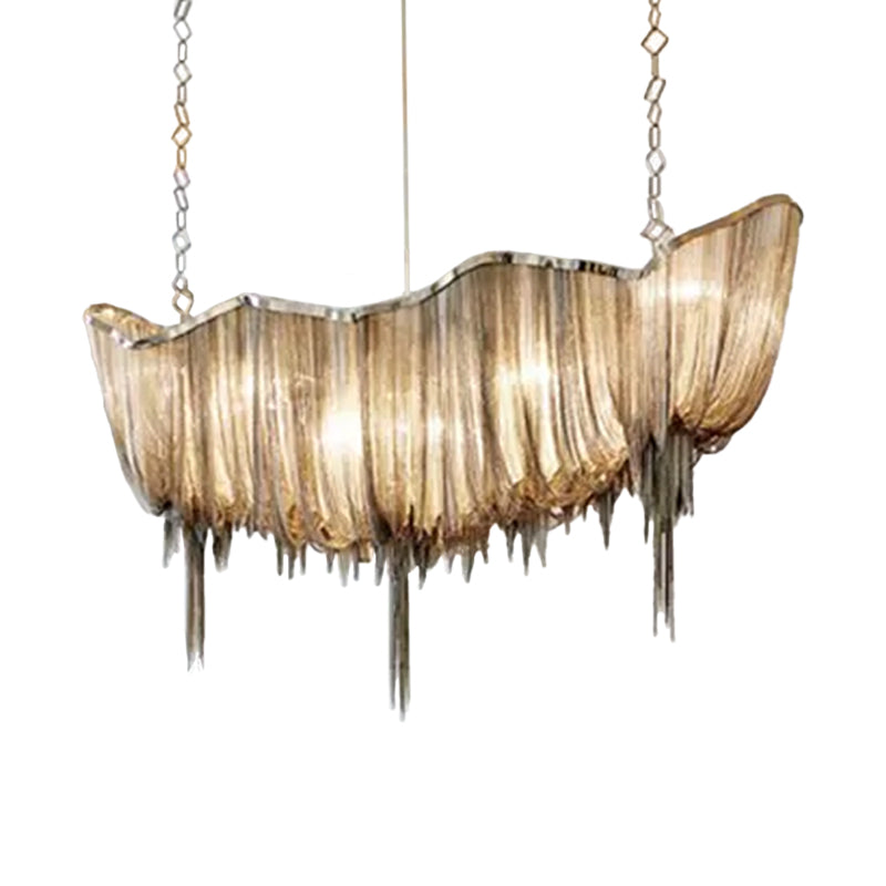 Modern Draped Chains Led Chandelier Light Fixture For Dining Room
