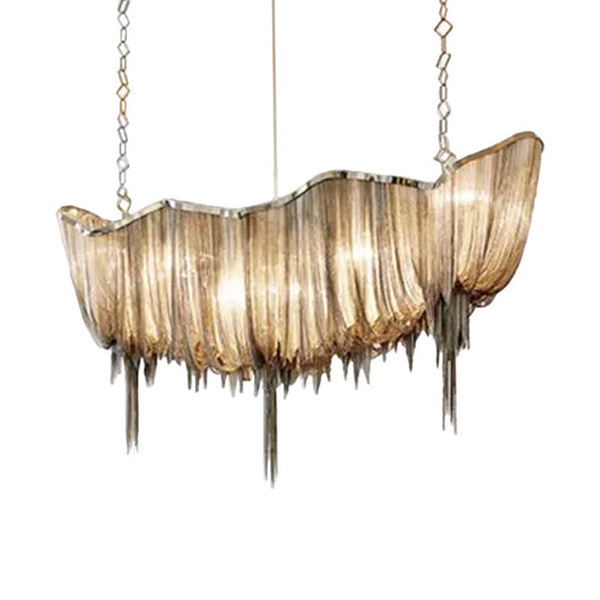 Modern Draped Chains Led Chandelier Light Fixture For Dining Room