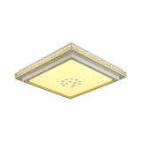 Modern Led Crystal Ceiling Light For Living Room - Tetragon Flush Mount White / Medium