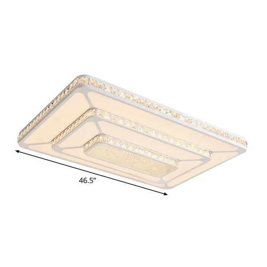 Modern Led Crystal Geometry Ceiling Lamp - White Flush Mount Light With 3 - Tier Design