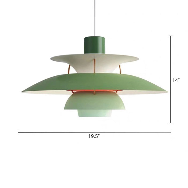 Simplicity Metal Pendulum Light For Dining Room Ceiling - Tiered Design With 1 Head Suspension