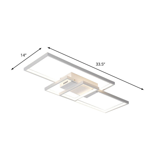 Contemporary Acrylic Led Flush Ceiling Light - 33.5/41 Wide Flushmount Lighting In Black/White