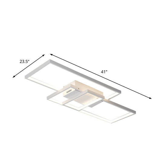 Contemporary Acrylic Led Flush Ceiling Light - 33.5/41 Wide Flushmount Lighting In Black/White