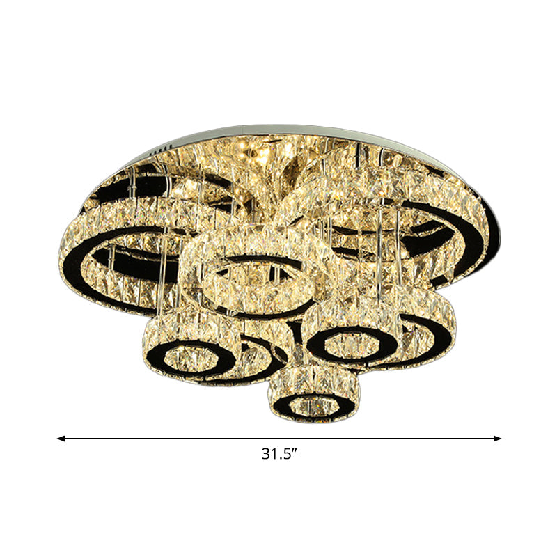 Modern Chrome Crystal Flush Mount Led Lamp For Bedroom Ceiling