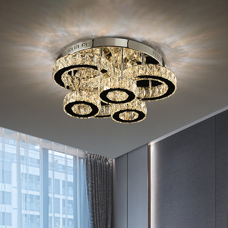 Modern Chrome Crystal Flush Mount Led Lamp For Bedroom Ceiling