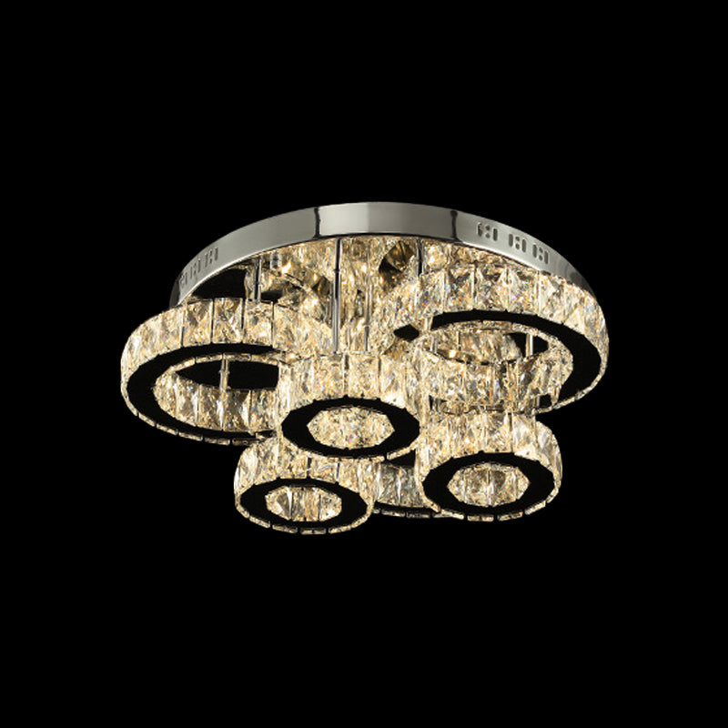 Modern Chrome Crystal Flush Mount Led Lamp For Bedroom Ceiling