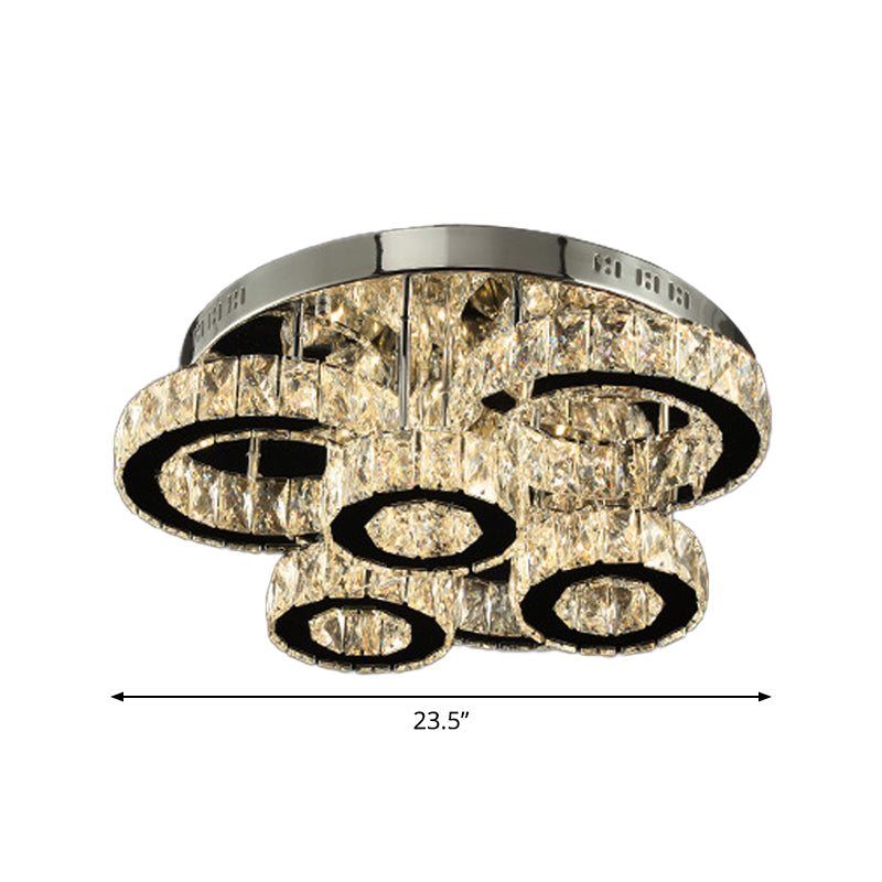 Modern Chrome Crystal Flush Mount Led Lamp For Bedroom Ceiling