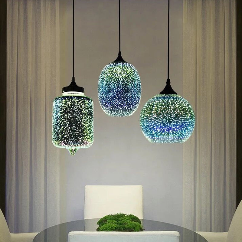 Modern Firework Glass Pendant Lamp For Dining Room With 1 Bulb - Geometry Design
